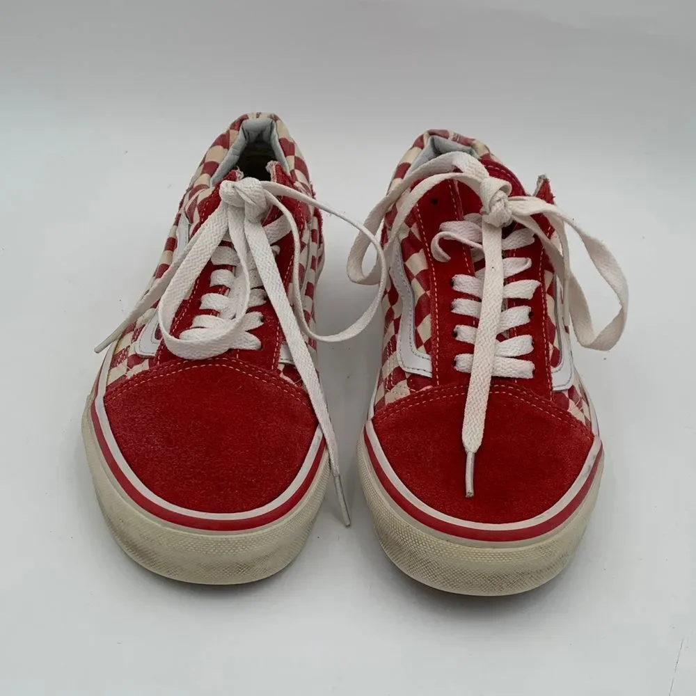 Vans Red and White Checkered Low-Top Sneakers mens size 6